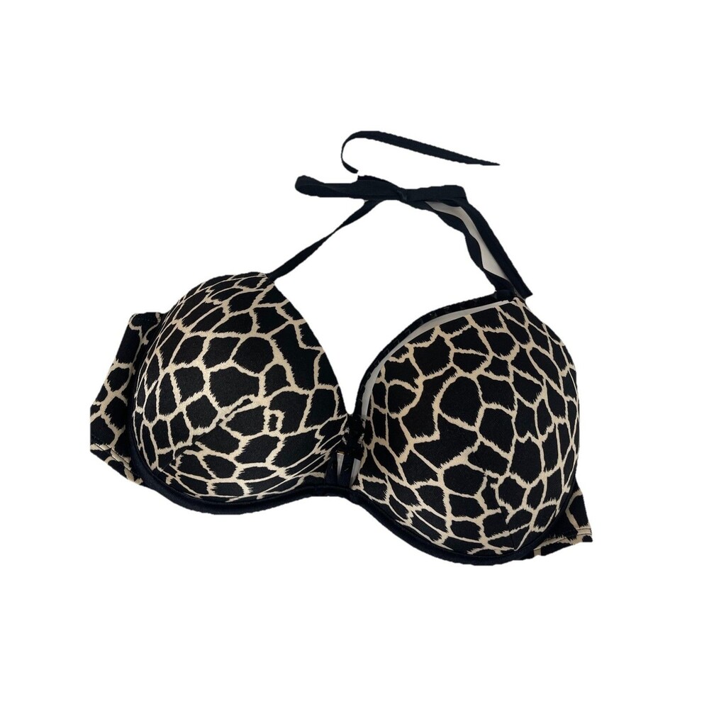 victorias secret womens 36D padded animal print swim top rhinestone